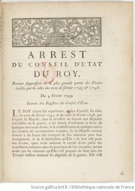 Arr T Du Conseil D Tat Du Roy Portant Suppression De La Plus Grande