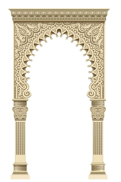 Marco De La Puerta De Mosaico De Arco Oriental Vector Premium