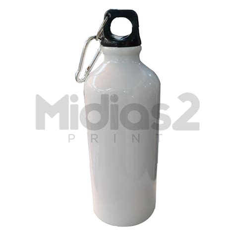 SQUEEZE MOSQUETÃO 600ML ALUMÍNIO RESINADO SUPER BRILHO BC BRANCO