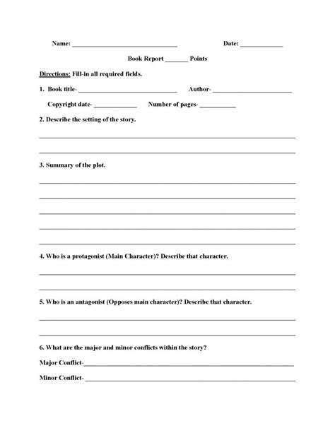 Englishlinx Book Report Worksheets For Th Grade Book Report Template