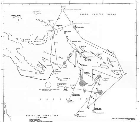 [map] Map Of Battle Of Coral Sea Part Of Captain Mineo Yamaoka S Interrogation 19 Oct 1945