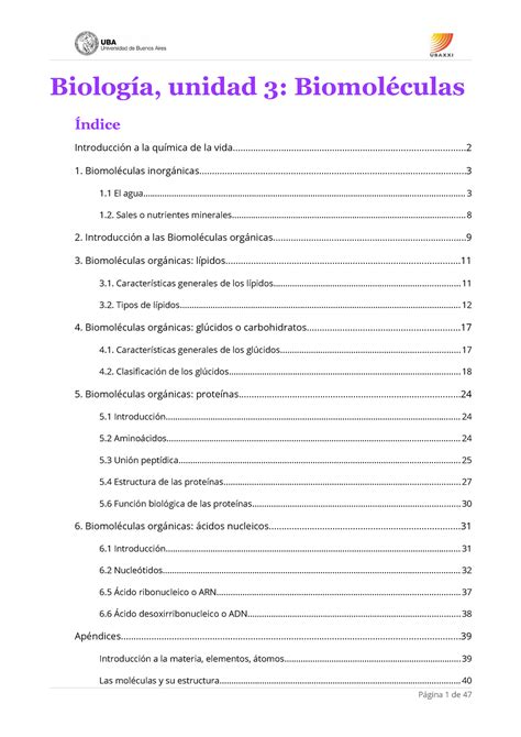 Biomoléculas Apuntes 1 Biología unidad 3 Biomoléculas 1