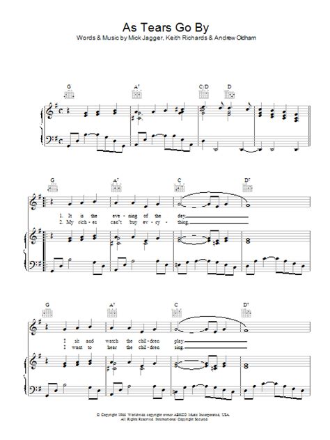 As Tears Go By | Sheet Music Direct