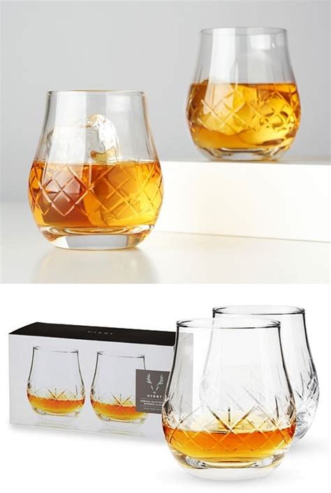 Admiral Heavyweight Cross Hatch Bourbon Glasses By Viski Set Of 2