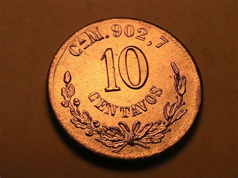 1895 Cam Mexico Ten Centavo Efau Lustrous Original Light Gold Tone