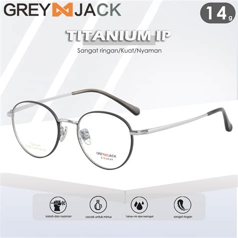 Jual Grey Jack Frame Kacamata Bahan Titanium Model Bulat Ringan Dan