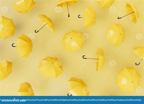 Abstract Background Consisting Of Patterns Of Yellow Umbrellas On A