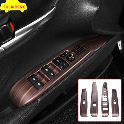 4pcs For Toyota Camry 2018 Peach Wood Grain Interior Window Switch Panel Cover Trim Car Styling