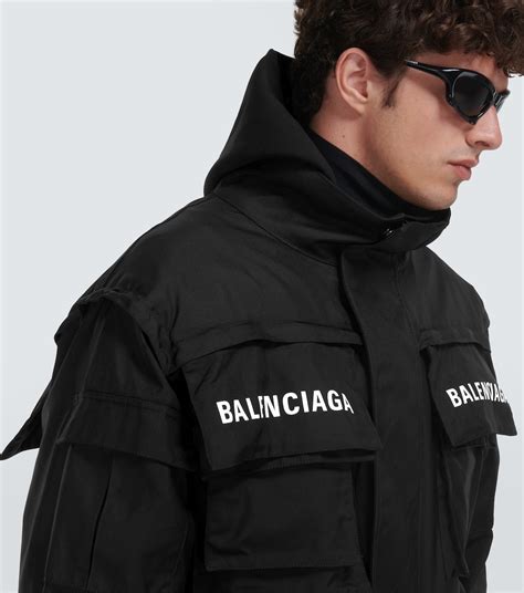 All In Logo Technical Parka In Black Balenciaga Mytheresa