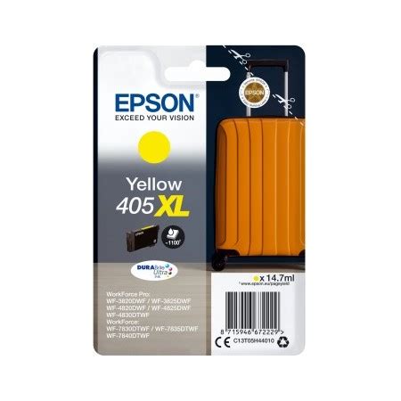 Epson 405XL DURABrite Ultra Ink Original Amarillo Para WorkForce Pro WF