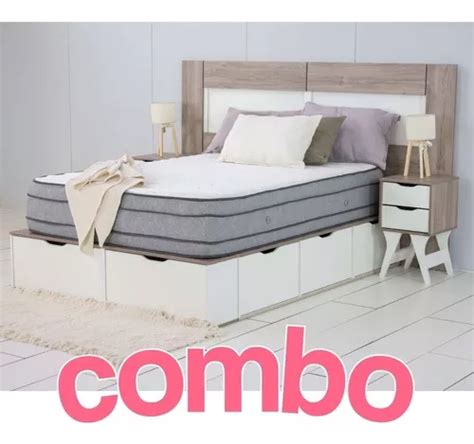 Combo Cama Box 160 140 2 Mesasdeluz Respaldo Valenziana Nea