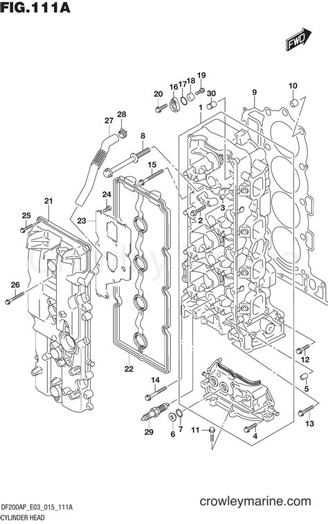 CYLINDER HEAD Serial Range Four Stroke Outboard 200 DF200AP 510001