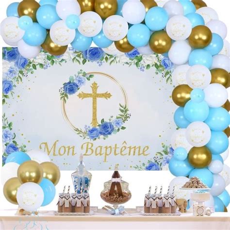 Décoration Baptême Bleu Garçon Fille Toile De Fond Pour Fête De Baptême