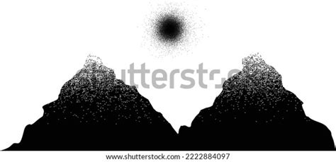 Mountain Silhouettes Sun Snowed Peaks Sunset Stock Vector Royalty Free