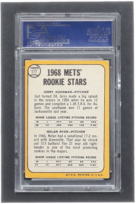 Jerry Koosman Nolan Ryan 1968 Topps 177 Rookie Stars RC PSA 4