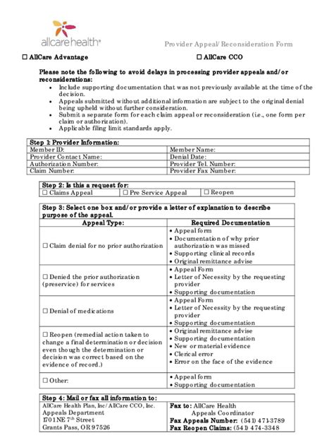 Fillable Online Provider Reconsideration And Dispute Form Instructions Fax Email Print Pdffiller