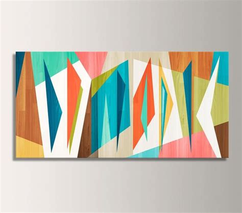 Wall Art Mid Century Modern Art Panorama Canvas Print Retro Loft Art