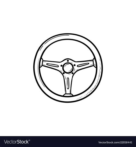 Steering Wheel Hand Drawn Outline Doodle Icon Vector Image