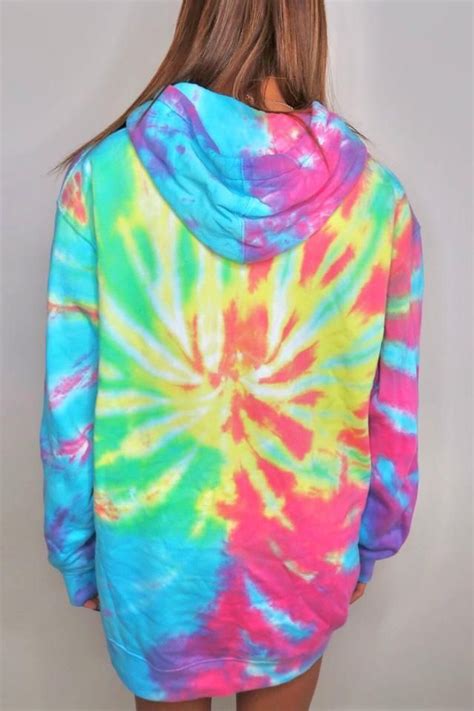 Rich Oversized Fit Multi Tie Dye Hoodie Ivory Ella Rainbow Tie Dye