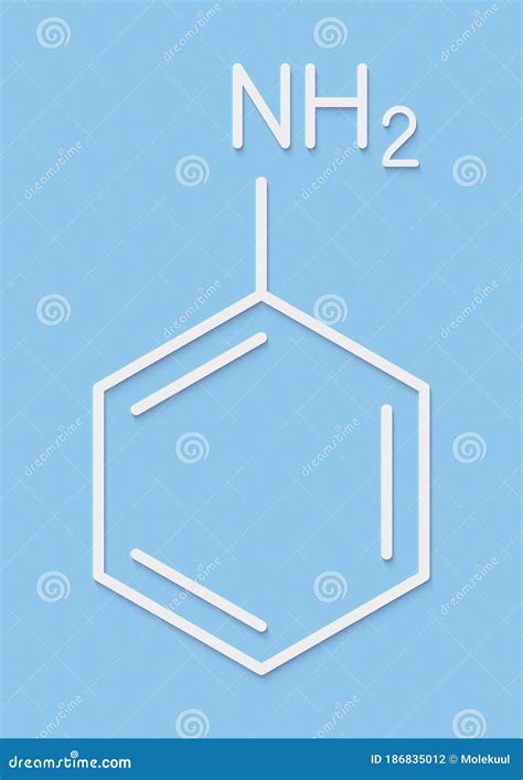 Aniline Phenylamine Aminobenzene Molecule Skeletal Formula Stock