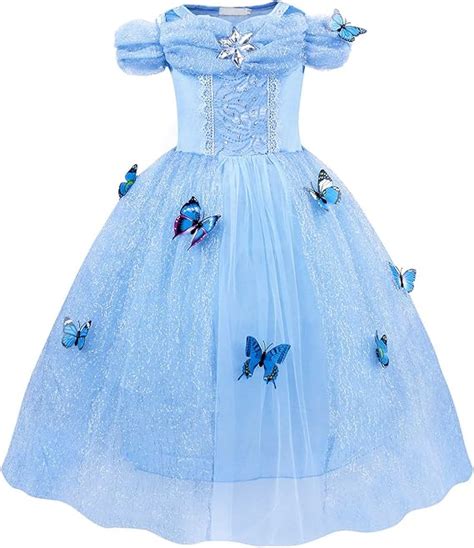 AmzBarley Robe Princesse Cendrillon Déguisement Fille Enfant Costume