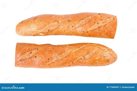 Baguette Diet Whole Grain Baguette Two Half Halves Isolated On White