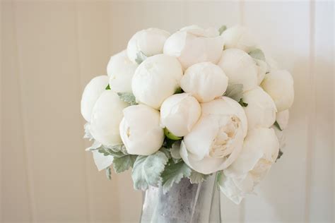 Pure White Peony Bridal Bouquet