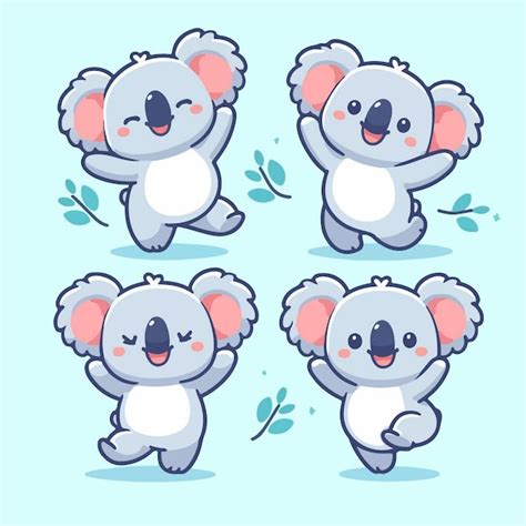 Un Conjunto De Koalas De Dibujos Animados Con Diferentes Expresiones