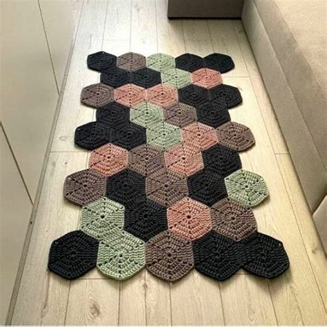 Patr N Gratis Alfombra Con Motivos Hexagonales En Crochet Crochetisimo