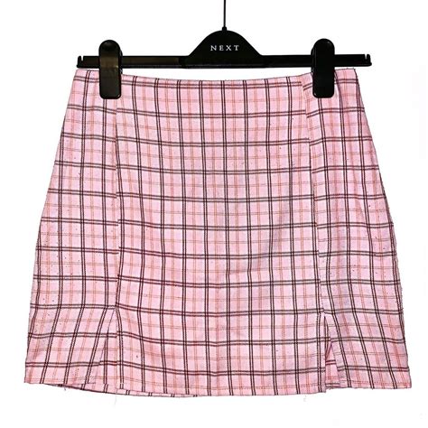 Pink Plaid Mini Skirt 💗 Good Condition Minor Depop