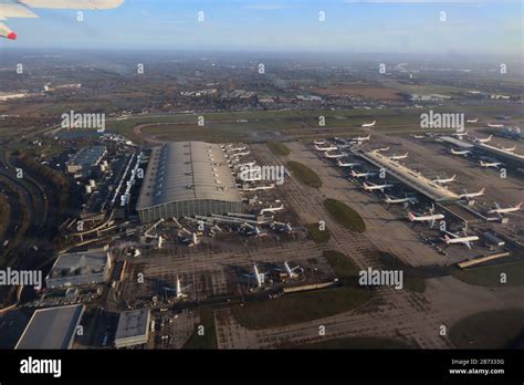 Aerial View Of Heathrow Airport Terminal 5 London Uk 06 March 2020