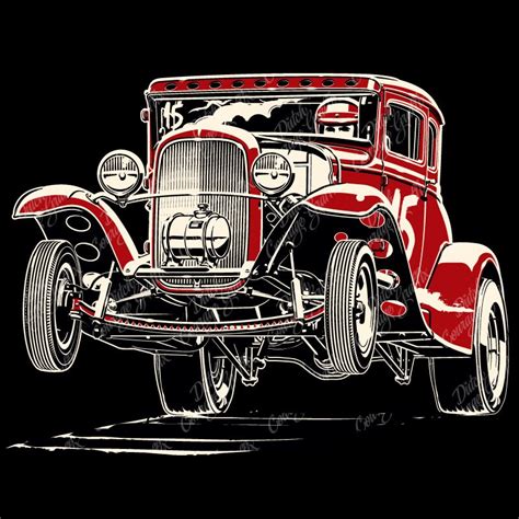 1930 Coupe Drag Racer Gasser Digital Vector File Pms Colors Etsy Uk