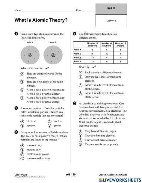 What is the atomic theory? worksheet | Live Worksheets - Worksheets Library