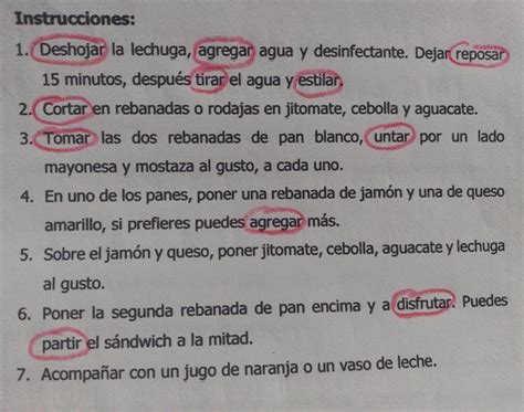 Instructivo Y Encierra Con Rojo Los Verbos En Infinitivo Que Brainly Lat