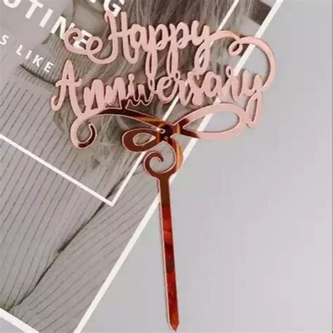 Happy Anniversary Acrylic Cake Topper Rose Gold And Gold Shopee Singapore