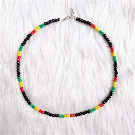 Bohemian Seed Beads Choker Necklace Jamaican Bob Marley Inspired