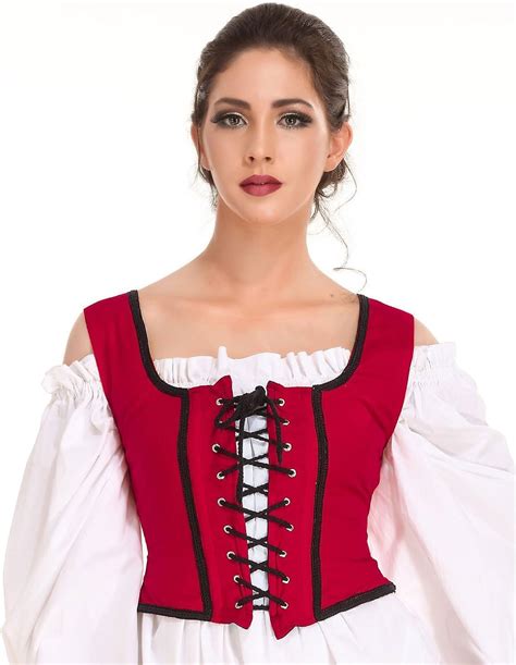 Buy Medieval Wench Pirate Renaissance Cosplay Costume Reversible Peasant Bodice Online At Lowest