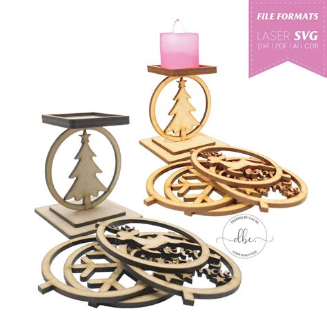 Candle Holder Christmas Laser Cut Files Laser Cut Templates DXF