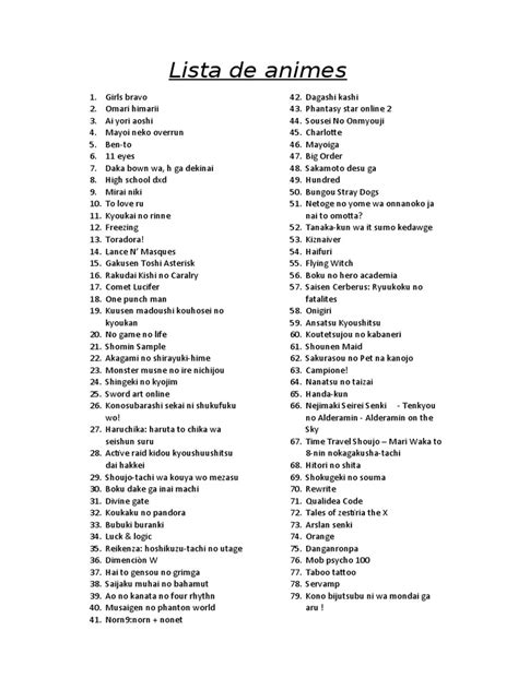 Animes Lista Completa - Lista de Animes | PDF | Leisure
