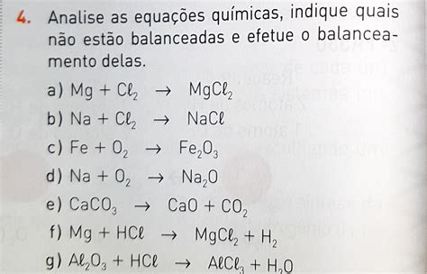 Atividade De Balanceamento Quimico Librain