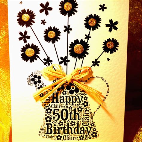 Happy 50th Birthday Flowers Personalised Happy Birthday Flowers Name ...