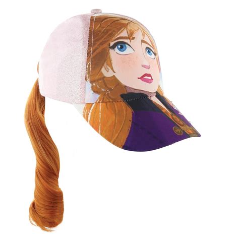 Disney Girls Frozen Baseball Cap Elsa And Anna Ponytail Hat For