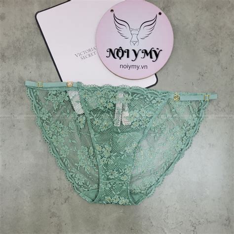 Quần lót Victoria Secret bikini ren dây điều chỉnh màu xanh ngọc