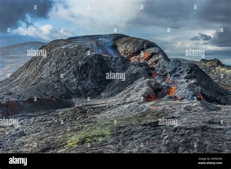 Volcanic Craters By Day In Iceland Active Volcano On The Reykjanes