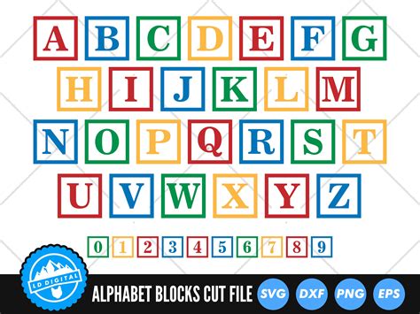 Alphabet Blocks Svg Files Building Blocks Cut Files Letter Etsy