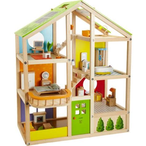 Hape Toys All Season House Furnished Toy Set Wooden Dollhouse