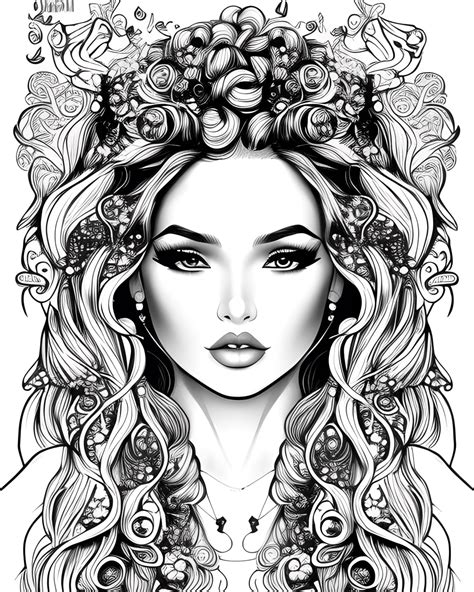 Beautiful Blonde Bombshell Woman Coloring Page · Creative Fabrica