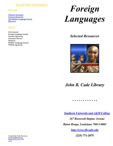 Foreign Languages John B Cade Library