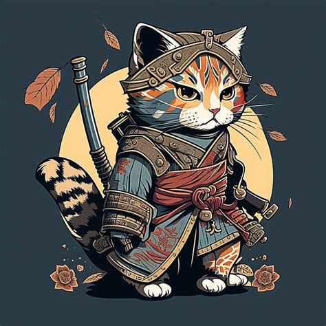 Samurai Cat, Japanese Anime Style, AI Generated Stock Illustration - Illustration of painting ...