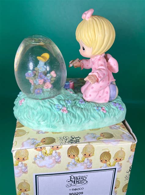 1997 Nib Precious Moments 960209 Girl Painting Egg Shaped Etsy